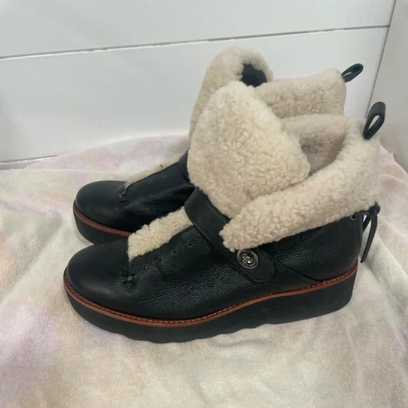 Coach Urban Hiker shearling boots in black leather - size 11 - Picture 6 of 8